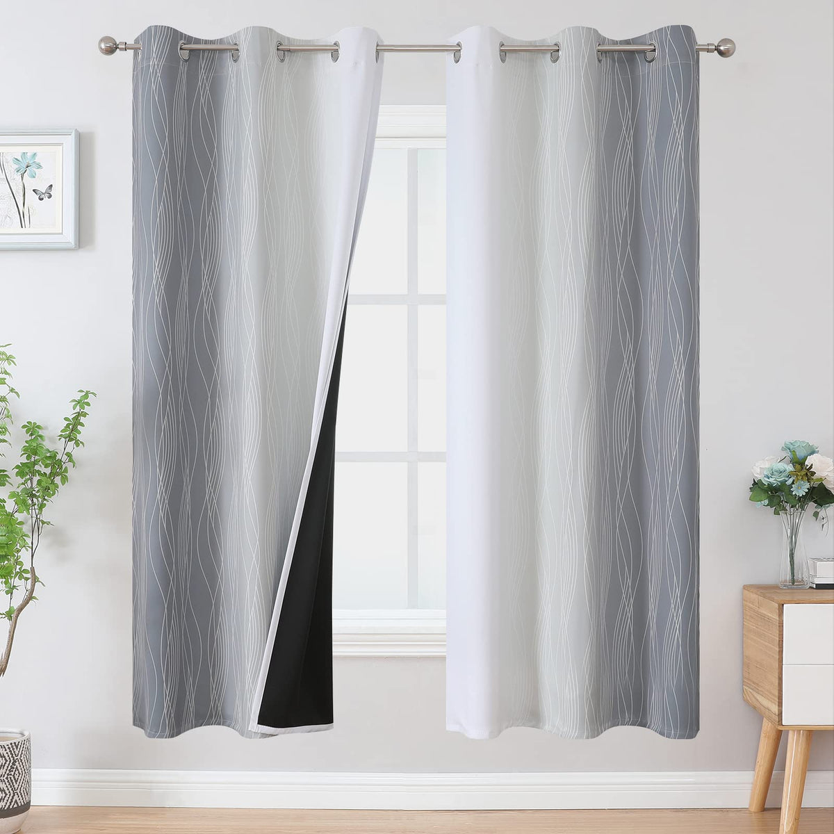 Estelar Textiler Ombre Blackout Curtains for Bedroom 2 Panels Set