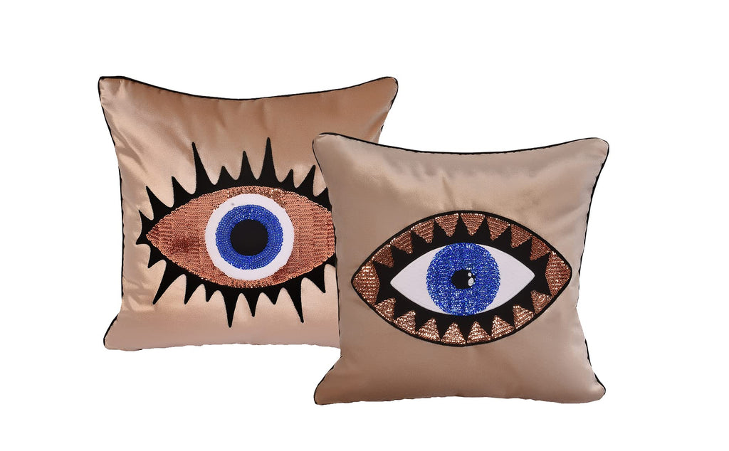 GELIVING Midnight Blue Evil Eye Velvet Throw Pillow Set