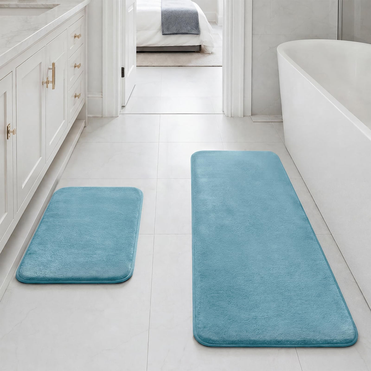 HUXMEYSON 3-Piece Soft Absorbent Non-Slip Bathroom Rug Set