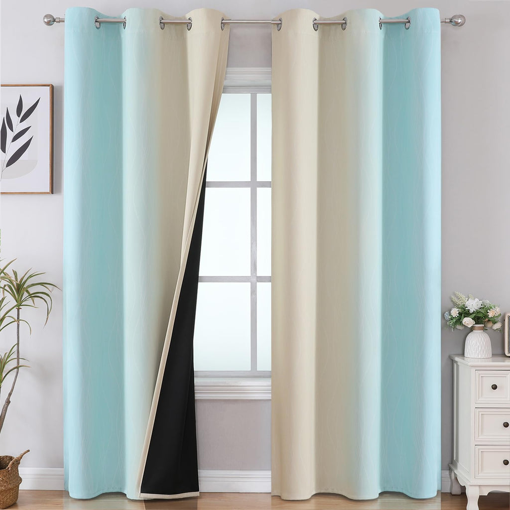 Estelar Textiler Ombre Blackout Curtains for Bedroom 2 Panels Set