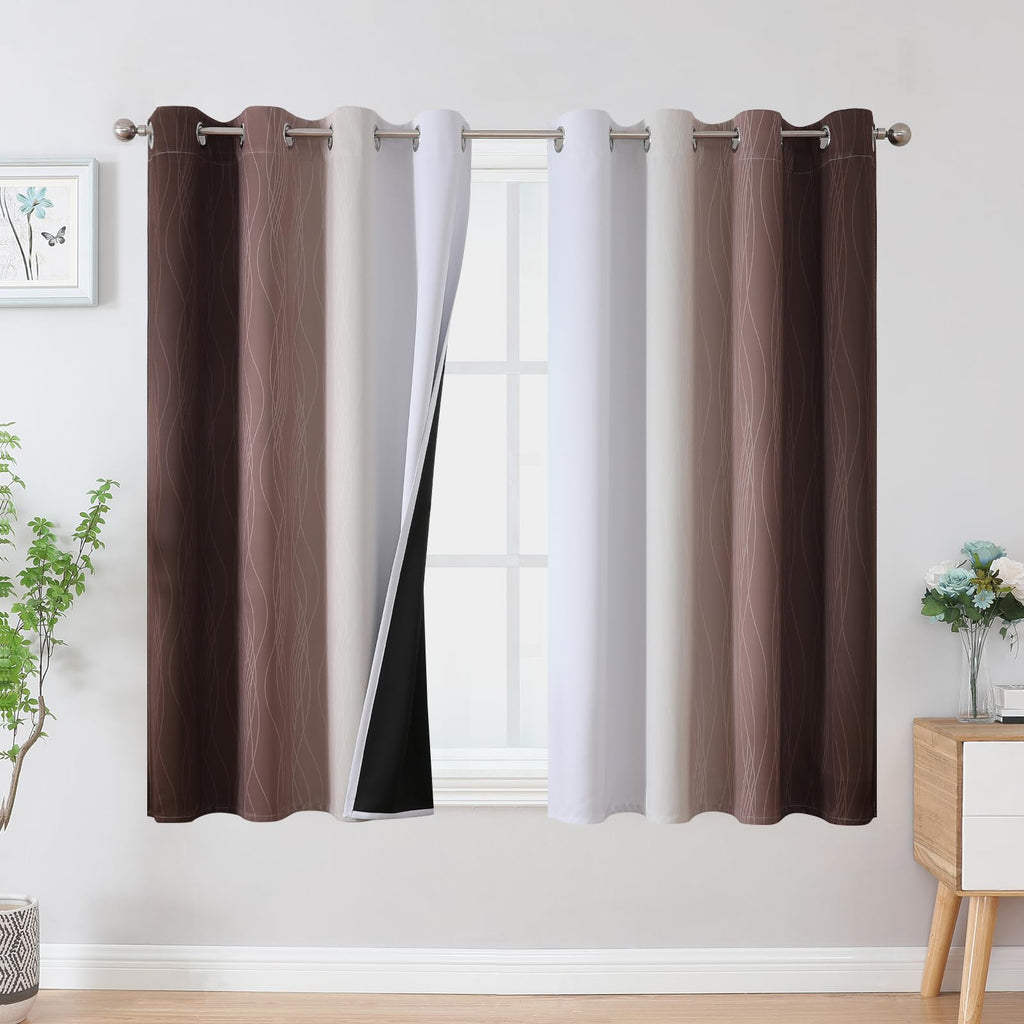 Estelar Textiler Ombre Blackout Curtains for Bedroom 2 Panels Set