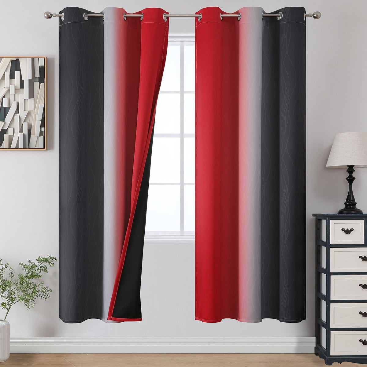 Estelar Textiler Ombre Blackout Curtains for Bedroom 2 Panels Set