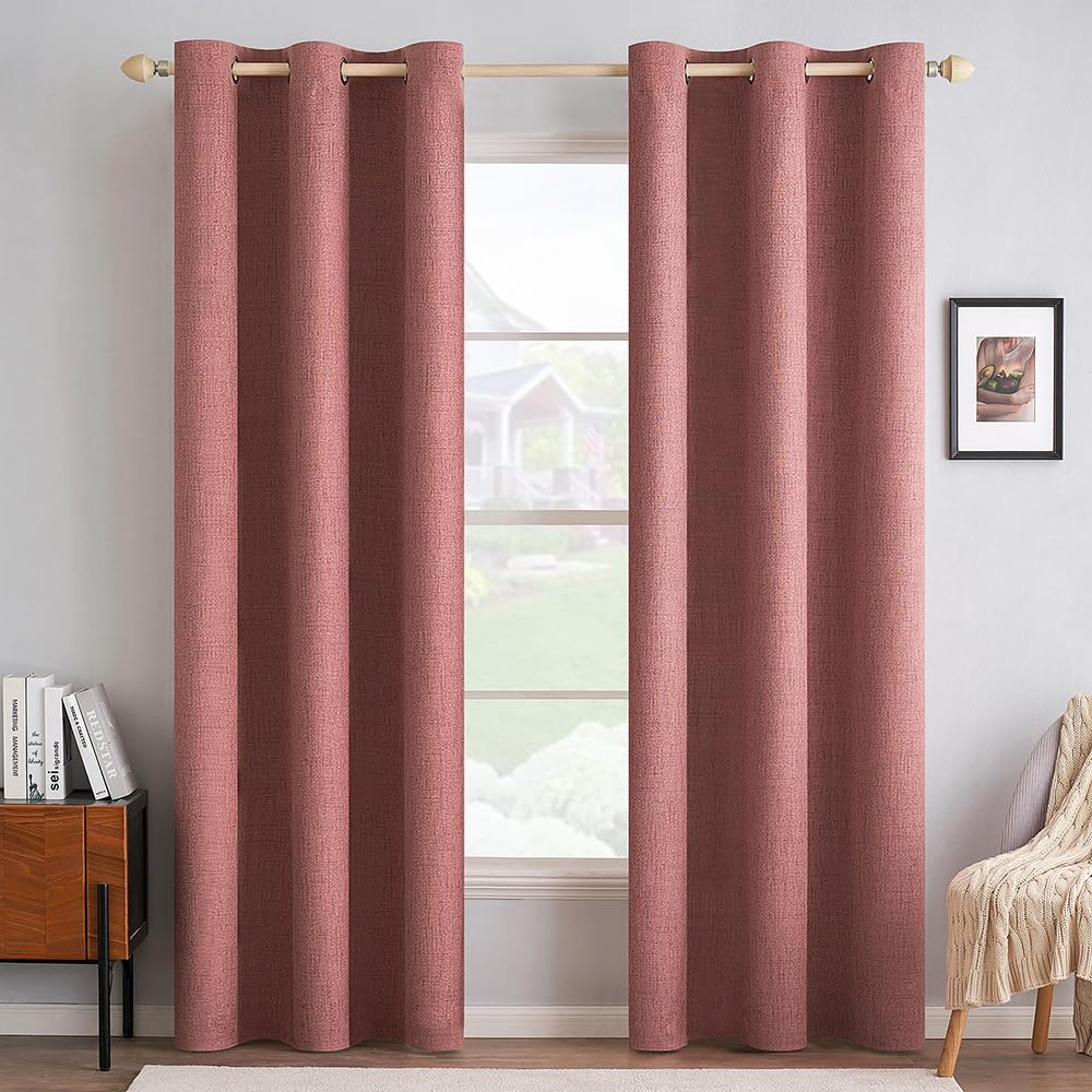 MIULEE Linen-Textured Thermal Insulated Blackout Curtains