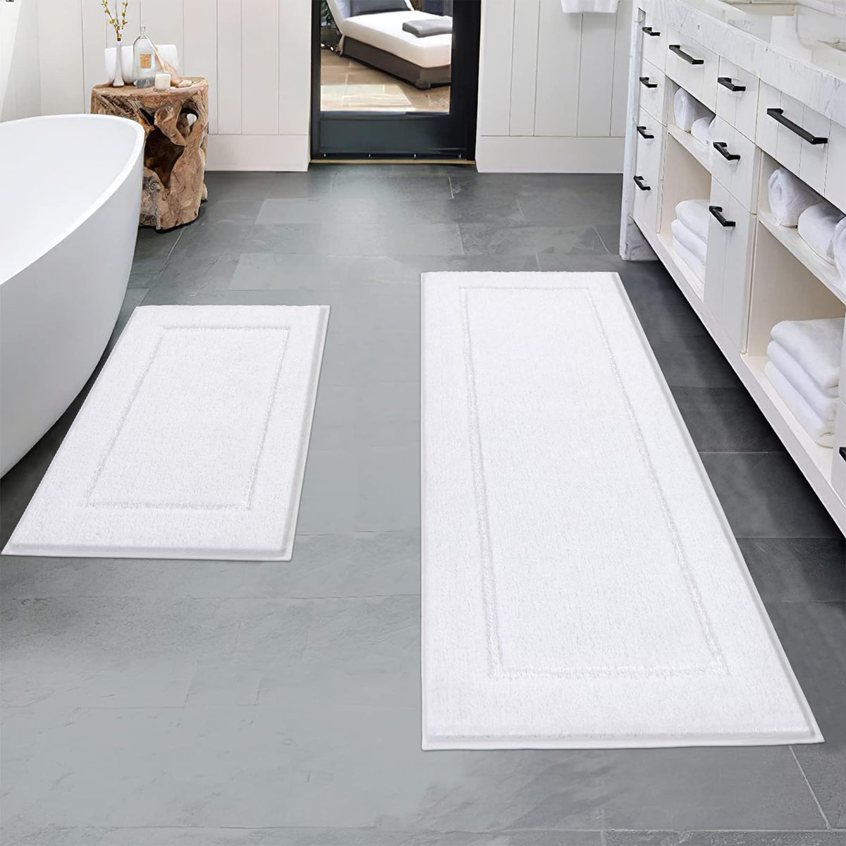 Pauwer Non-Slip Washable Bathroom Rug and Bath Mat Set