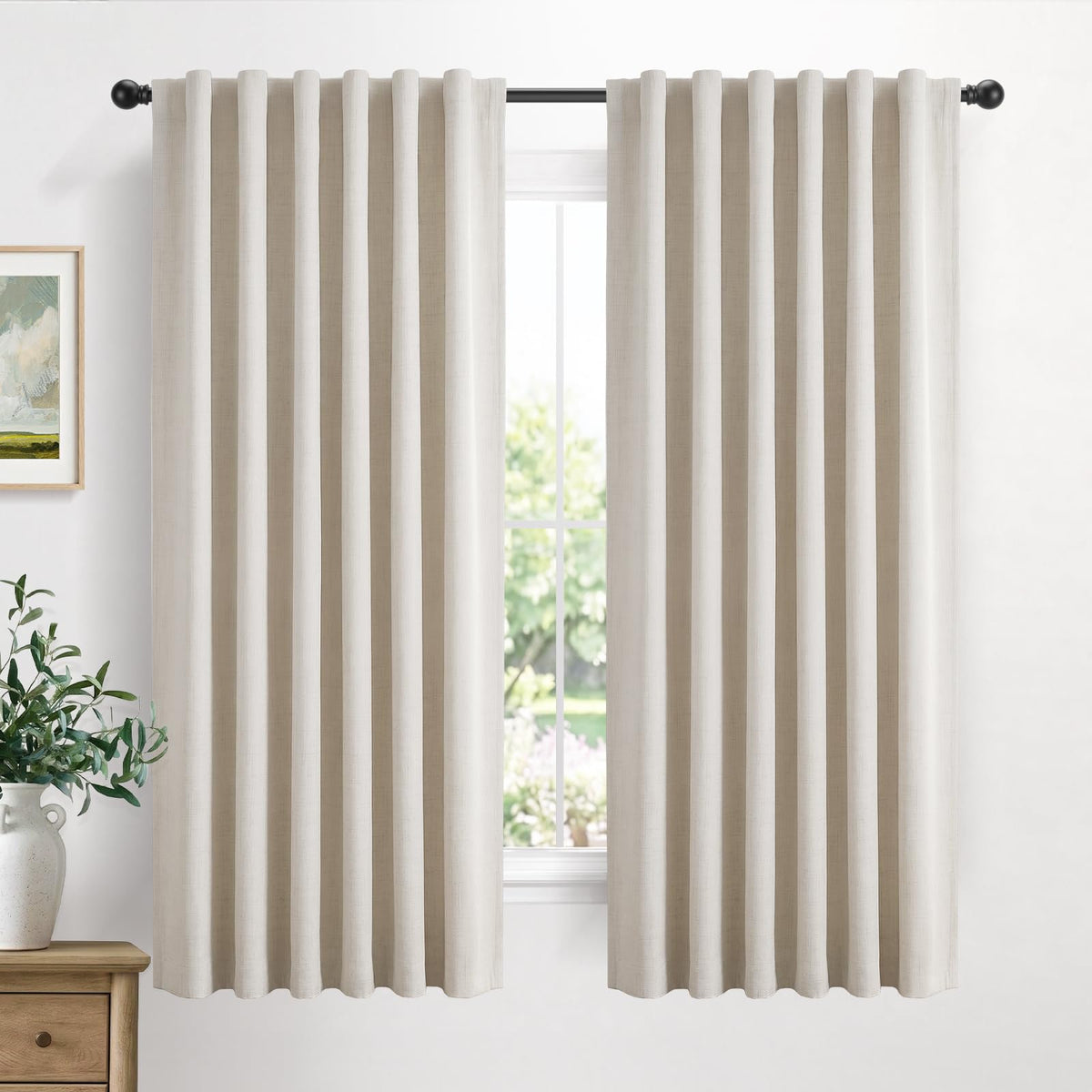 Linen Total Blackout Curtains for Bedroom and Living Room