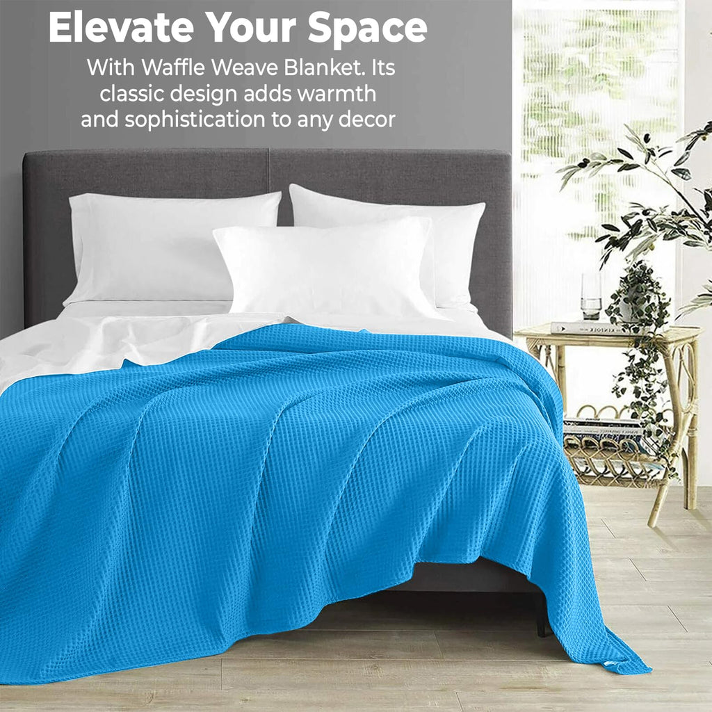 100% Cotton Blankets for Bed - Waffle Weave Blankets for Summer, Lightweight and Breathable Soft Woven Blanket for Spring