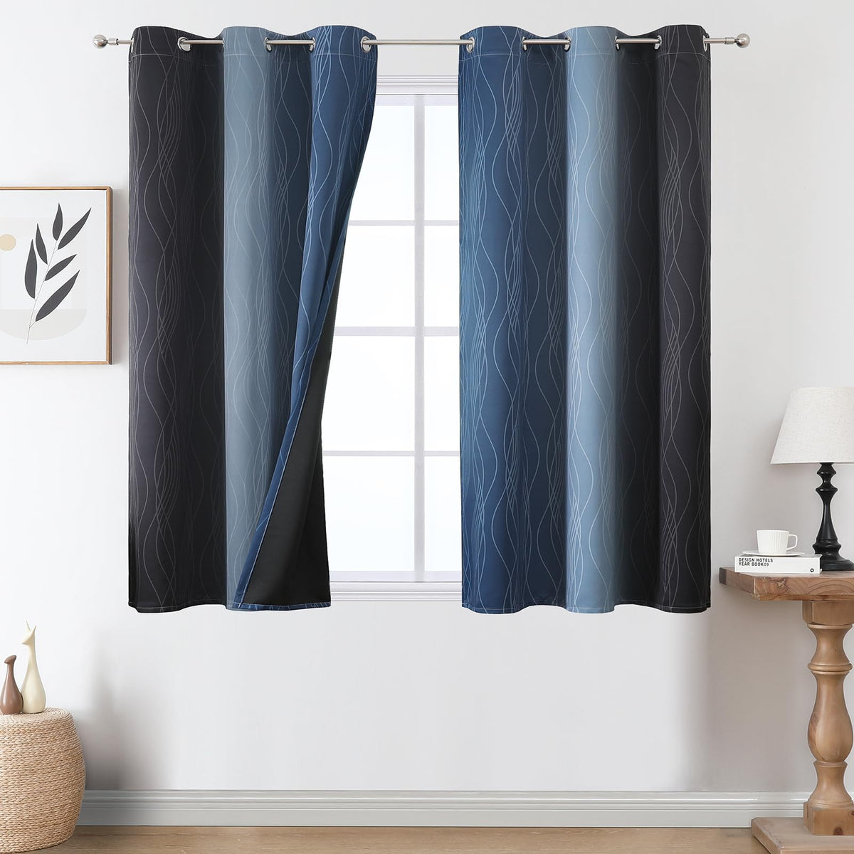 Estelar Textiler Ombre Blackout Curtains for Bedroom 2 Panels Set