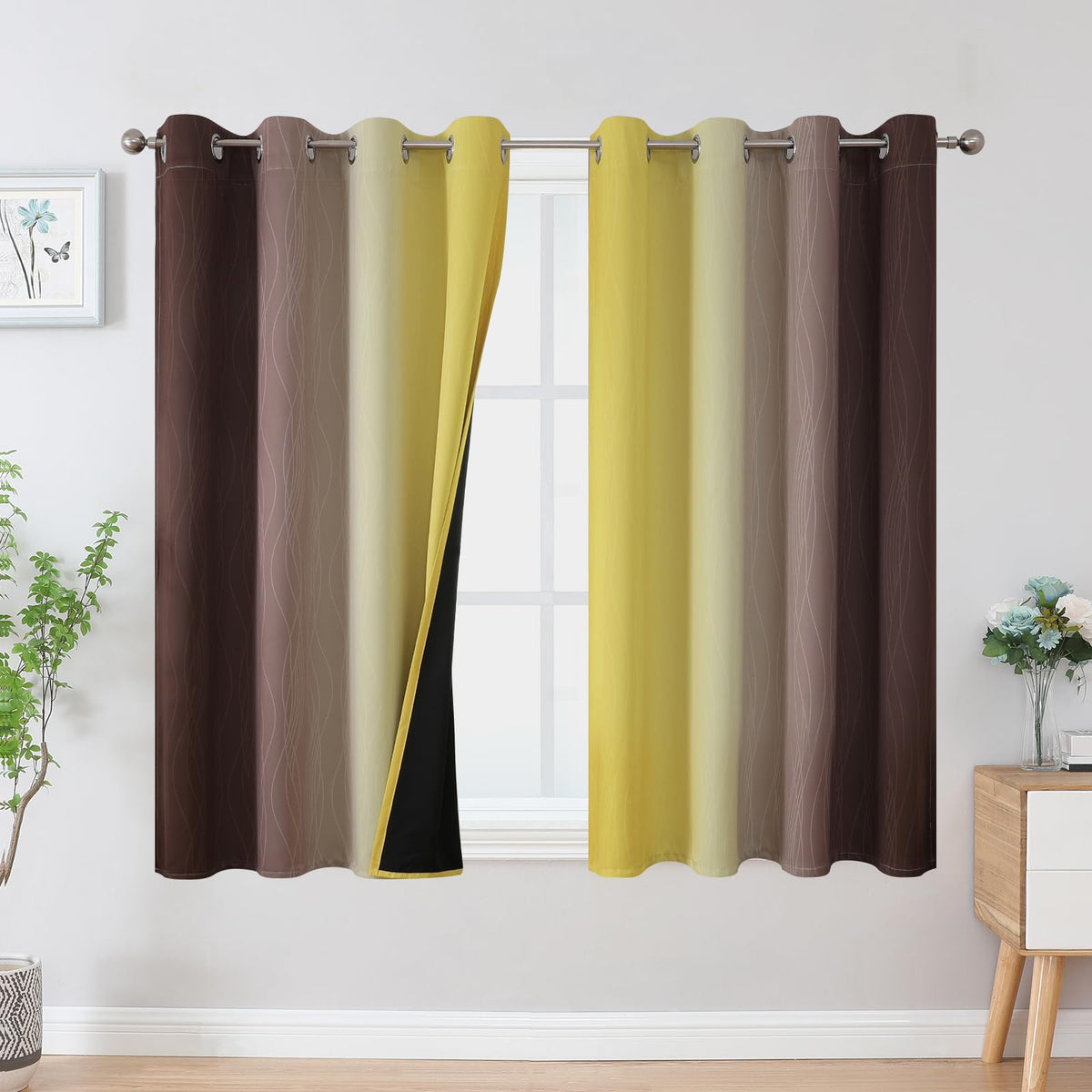 Estelar Textiler Ombre Blackout Curtains for Bedroom 2 Panels Set