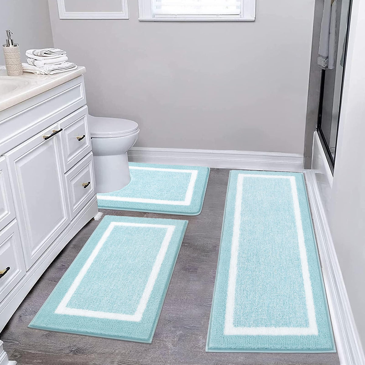 Pauwer Non-Slip Washable Bathroom Rug and Bath Mat Set