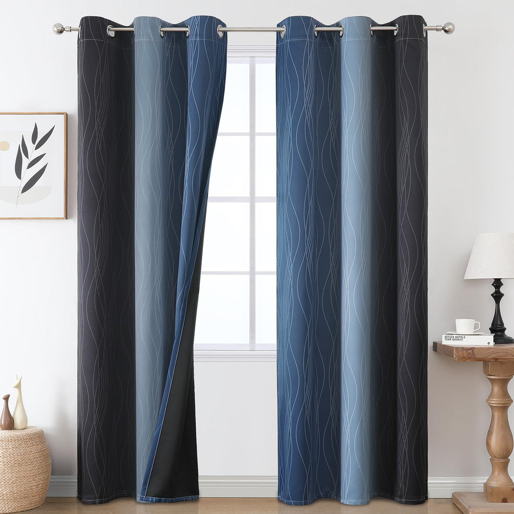 Estelar Textiler Ombre Blackout Curtains for Bedroom 2 Panels Set