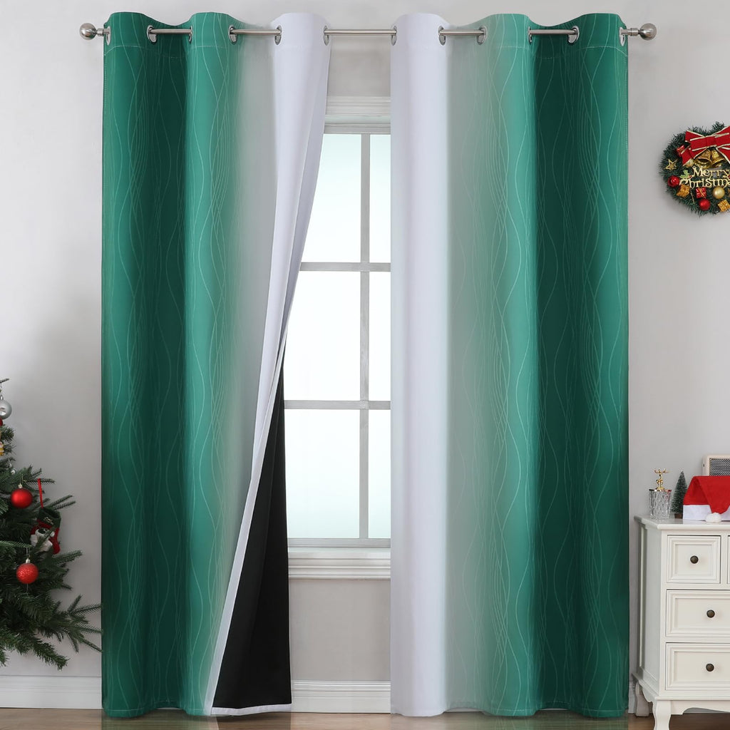 Estelar Textiler Ombre Blackout Curtains for Bedroom 2 Panels Set