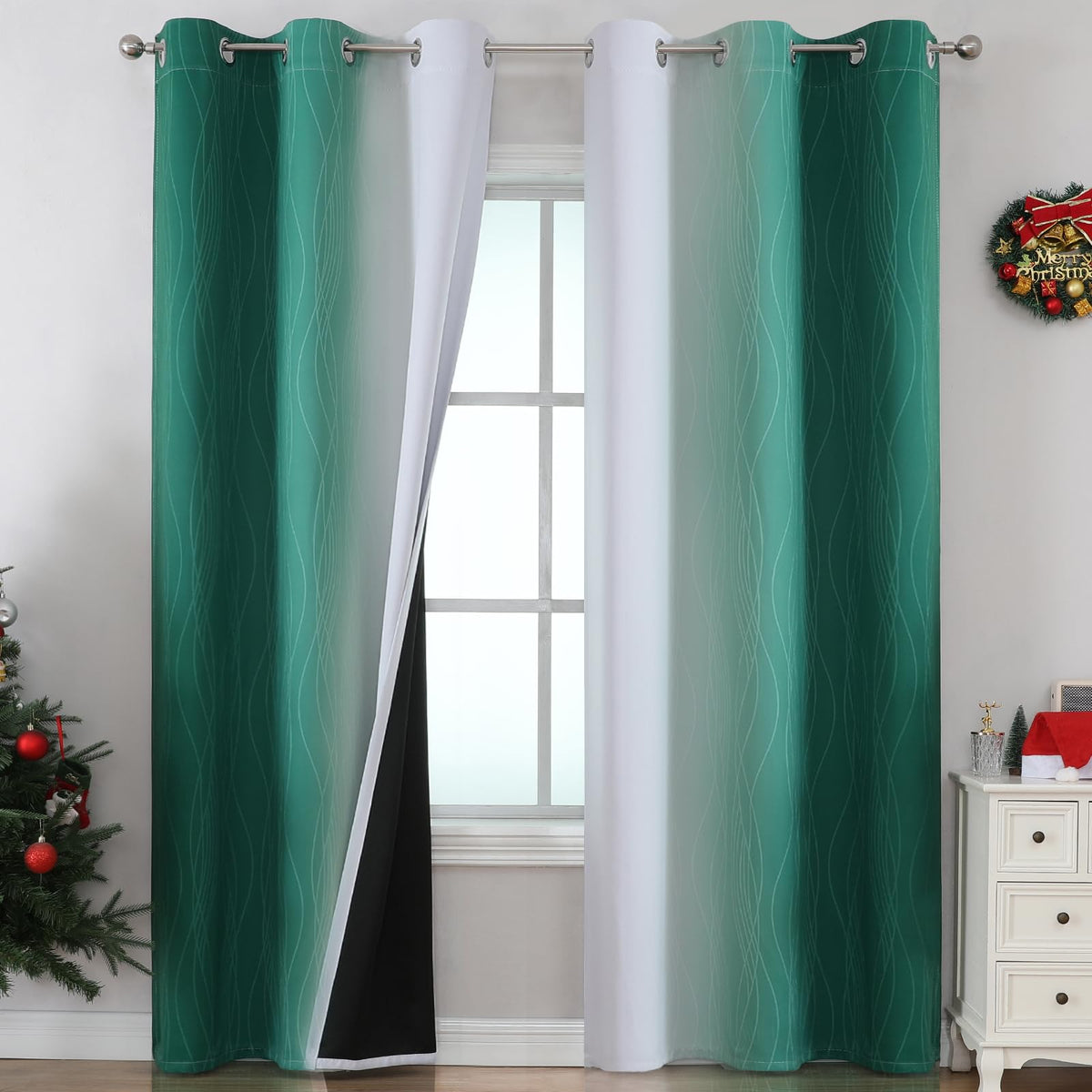 Estelar Textiler Ombre Blackout Curtains for Bedroom 2 Panels Set