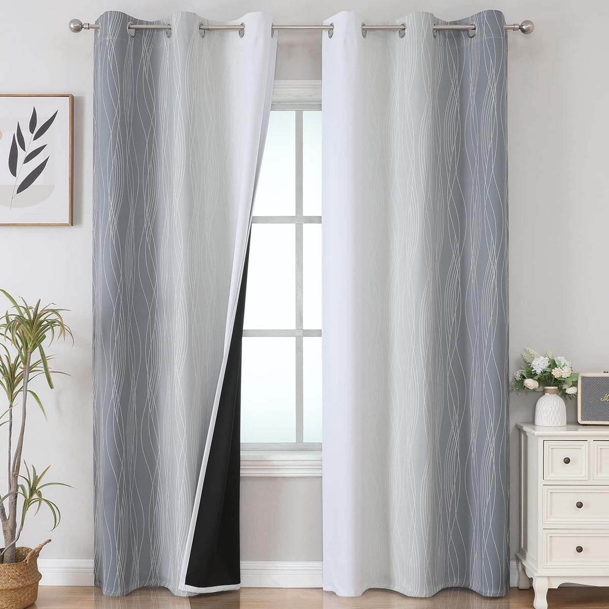Estelar Textiler Ombre Blackout Curtains for Bedroom 2 Panels Set