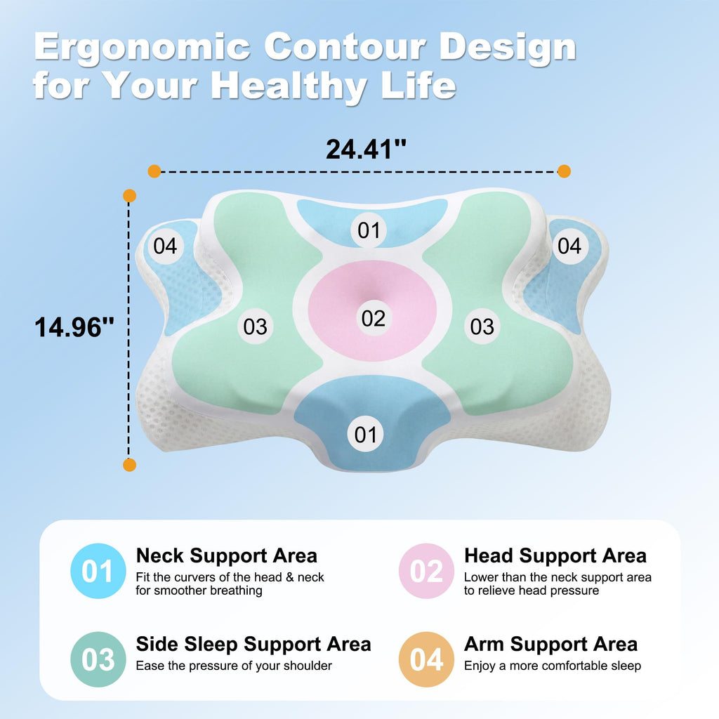 VYLEE Cervical Neck Pillow, Memory Foam Contour Pillow