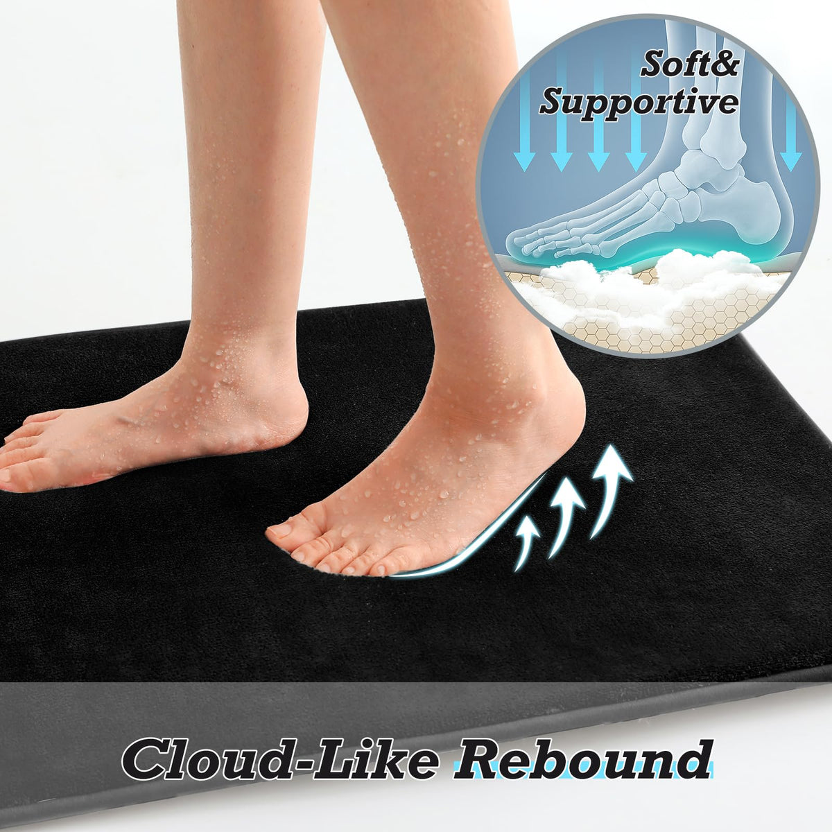 HUXMEYSON 3-Piece Bathroom Rug Set, Soft Absorbent Bath Mats with Non-Slip Backing for Shower, Tub, and Toilet