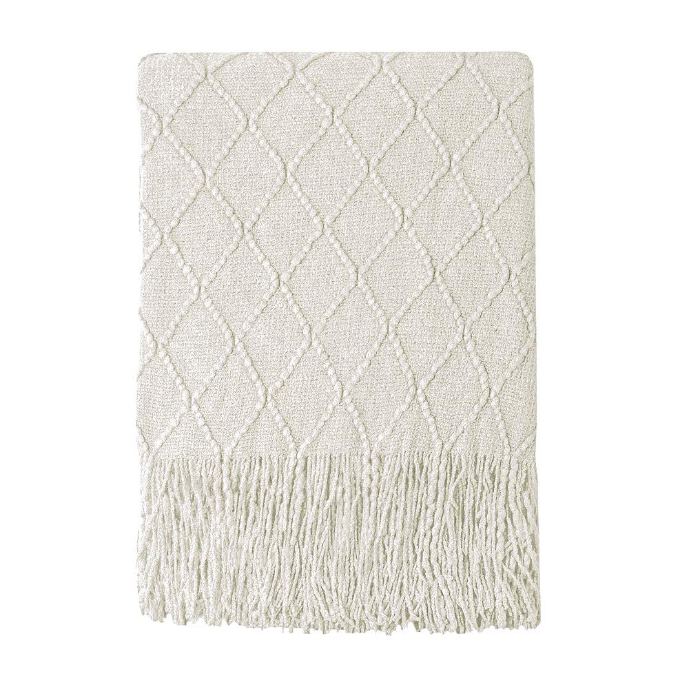 BOURINA Soft Textured Knitted Throw Blanket for Sofa
