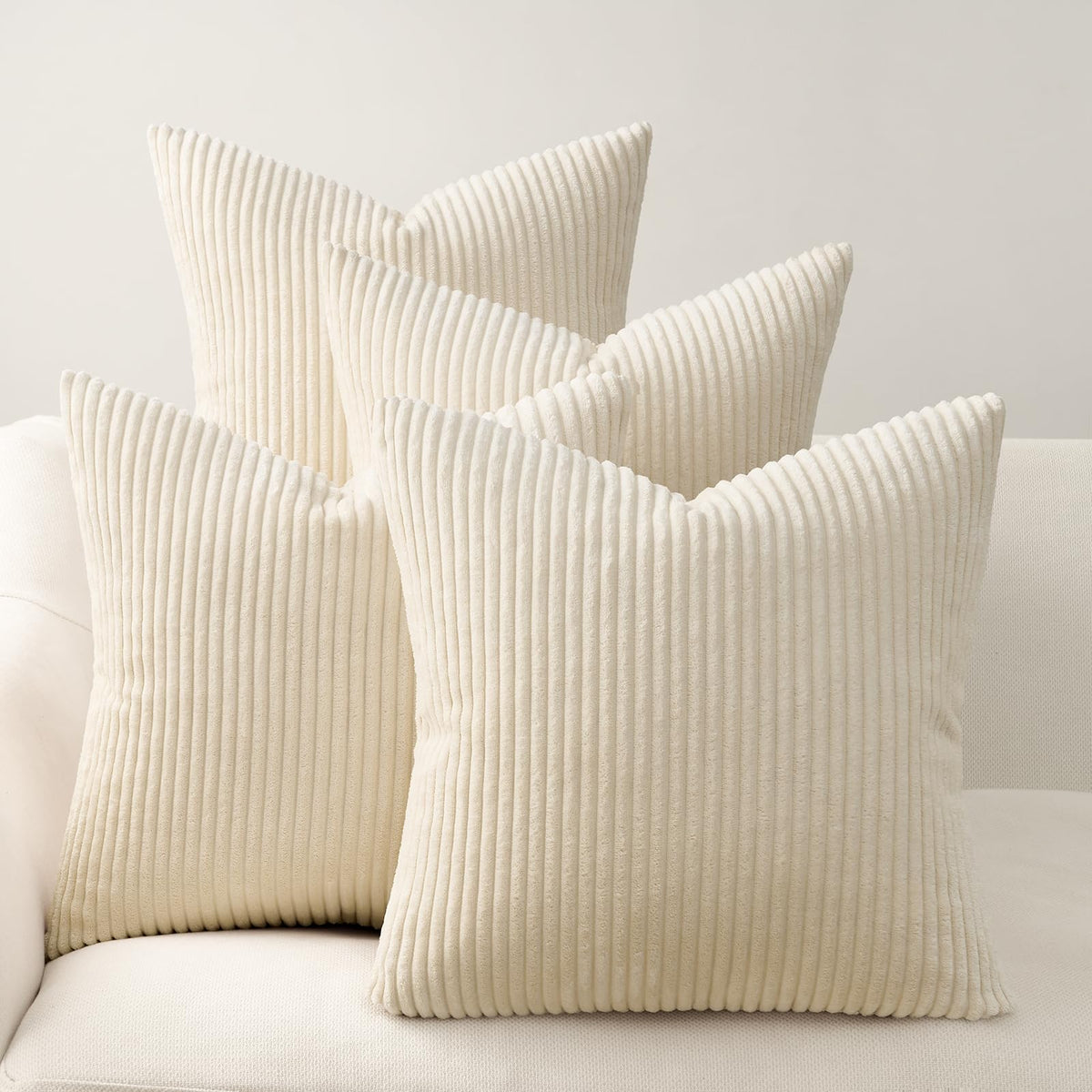 Topfinel Set of 4 Gradient Corduroy Pillow Covers