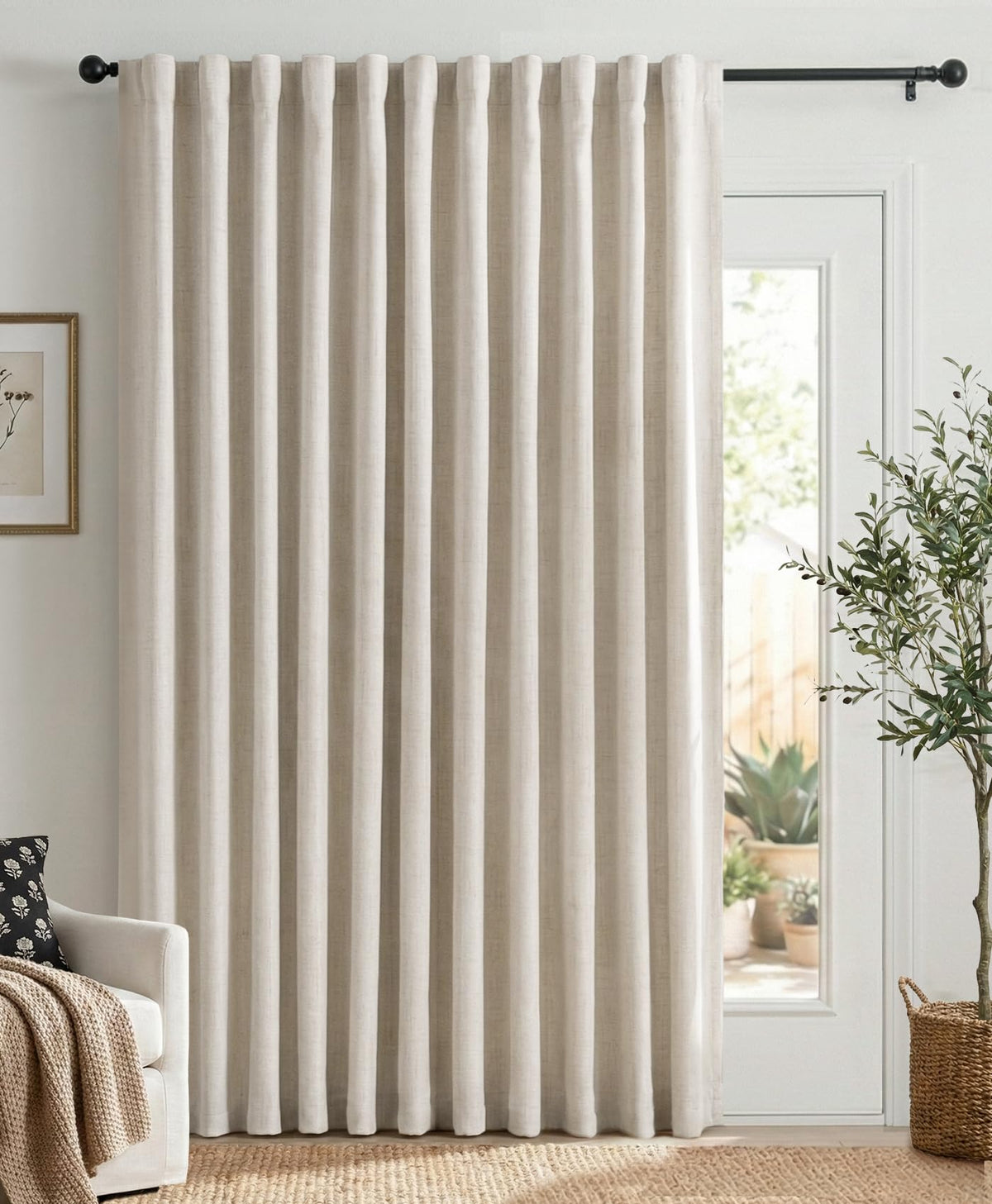 Linen Total Blackout Curtains for Bedroom and Living Room
