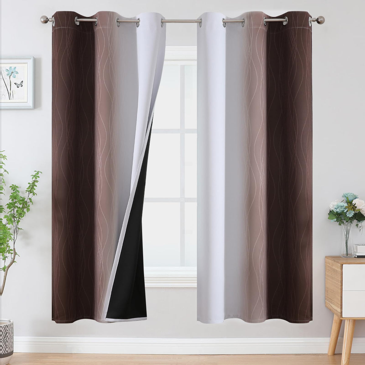 Estelar Textiler Ombre Blackout Curtains for Bedroom 2 Panels Set