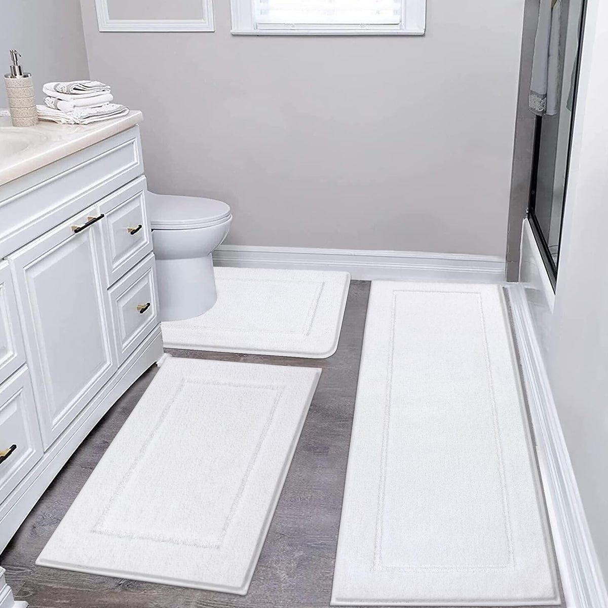 Pauwer Non-Slip Washable Bathroom Rug and Bath Mat Set