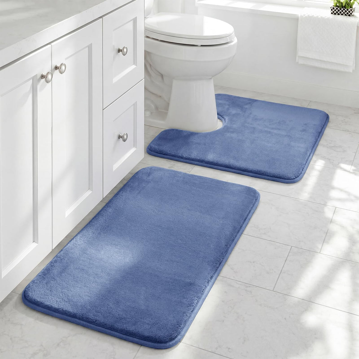 HUXMEYSON 3-Piece Soft Absorbent Non-Slip Bathroom Rug Set