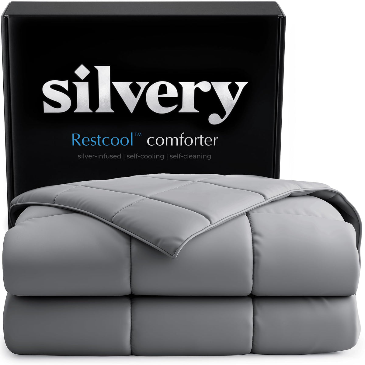 Silvery® Silver-Infused Cooling Comforter – Award-Winning Self-Cooling Blanket for Hot Sleepers with Self-Cleaning Silvery Technology™ for Sweat-Free & Cool Sleep