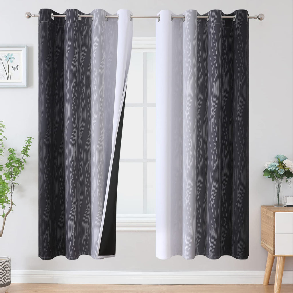 Estelar Textiler Ombre Blackout Curtains for Bedroom 2 Panels Set