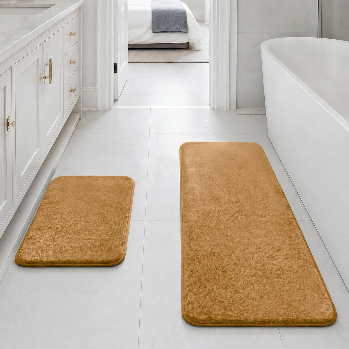 HUXMEYSON 3-Piece Soft Absorbent Non-Slip Bathroom Rug Set