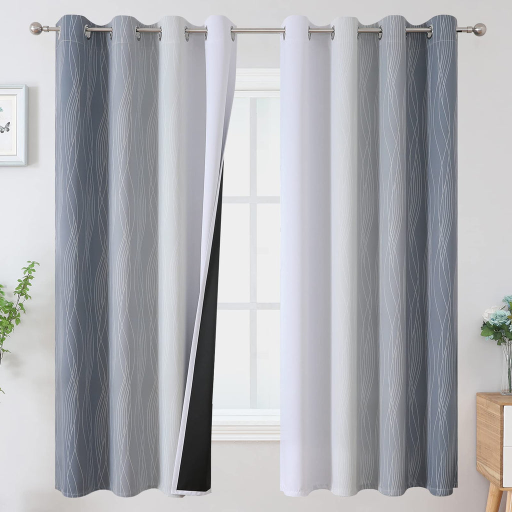 Estelar Textiler Ombre Blackout Curtains for Bedroom 2 Panels Set