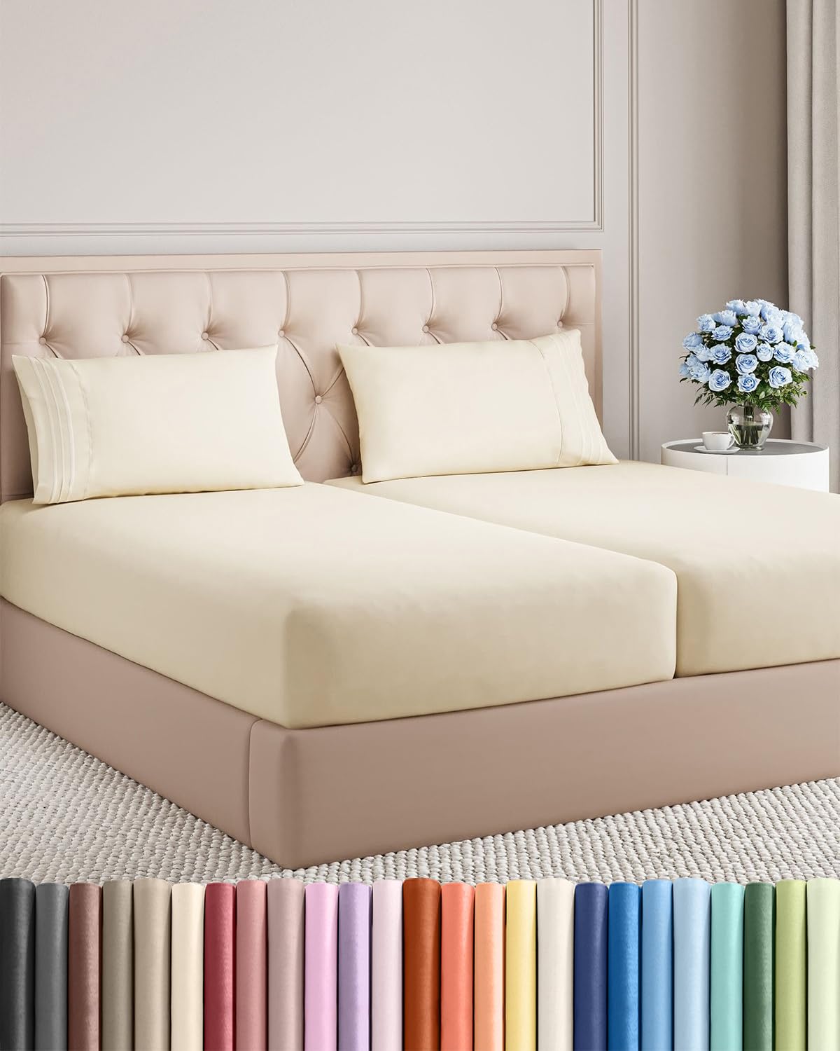 CGK Unlimited 4 Piece Sheet Set - Ultra-Soft, Breathable & Cooling Bed Sheets Set - Hotel Luxury Bedding for Women & Men with Deep Pockets - Wrinkle & Fade Free - Oeko-Tex