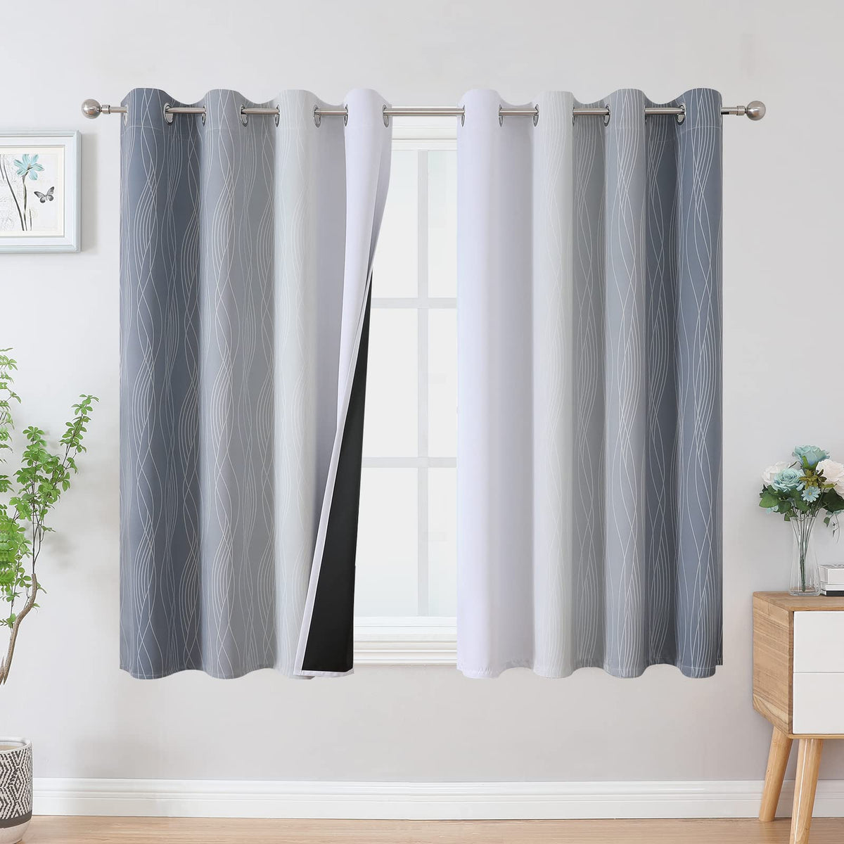 Estelar Textiler Ombre Blackout Curtains for Bedroom 2 Panels Set