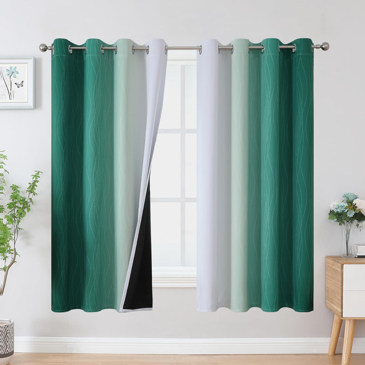 Estelar Textiler Ombre Blackout Curtains for Bedroom 2 Panels Set