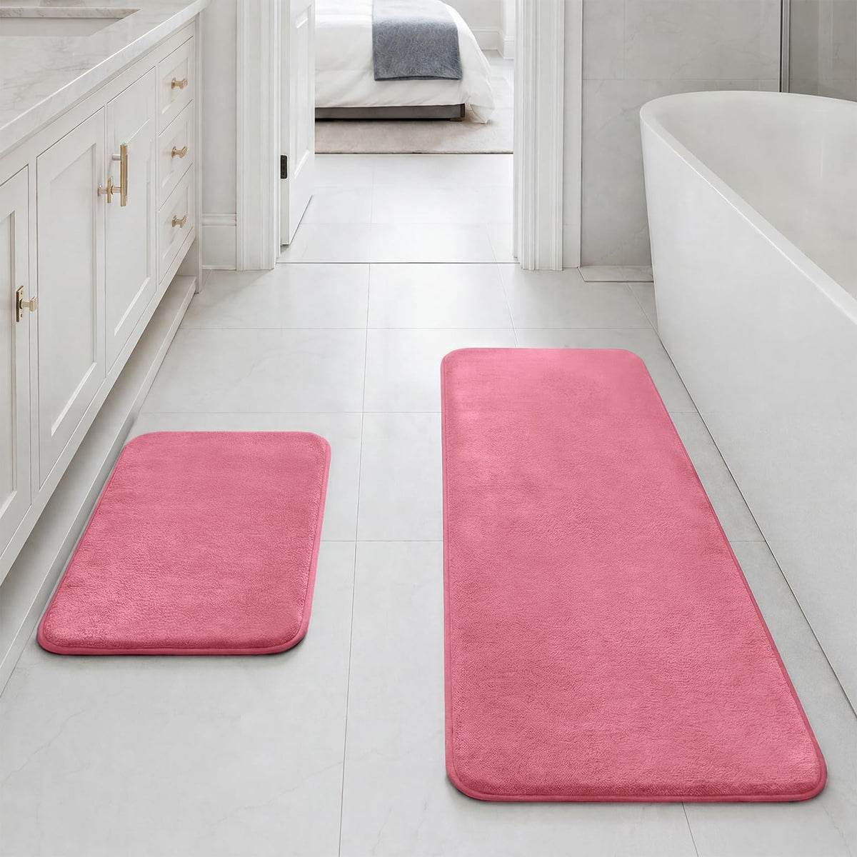HUXMEYSON 3-Piece Soft Absorbent Non-Slip Bathroom Rug Set
