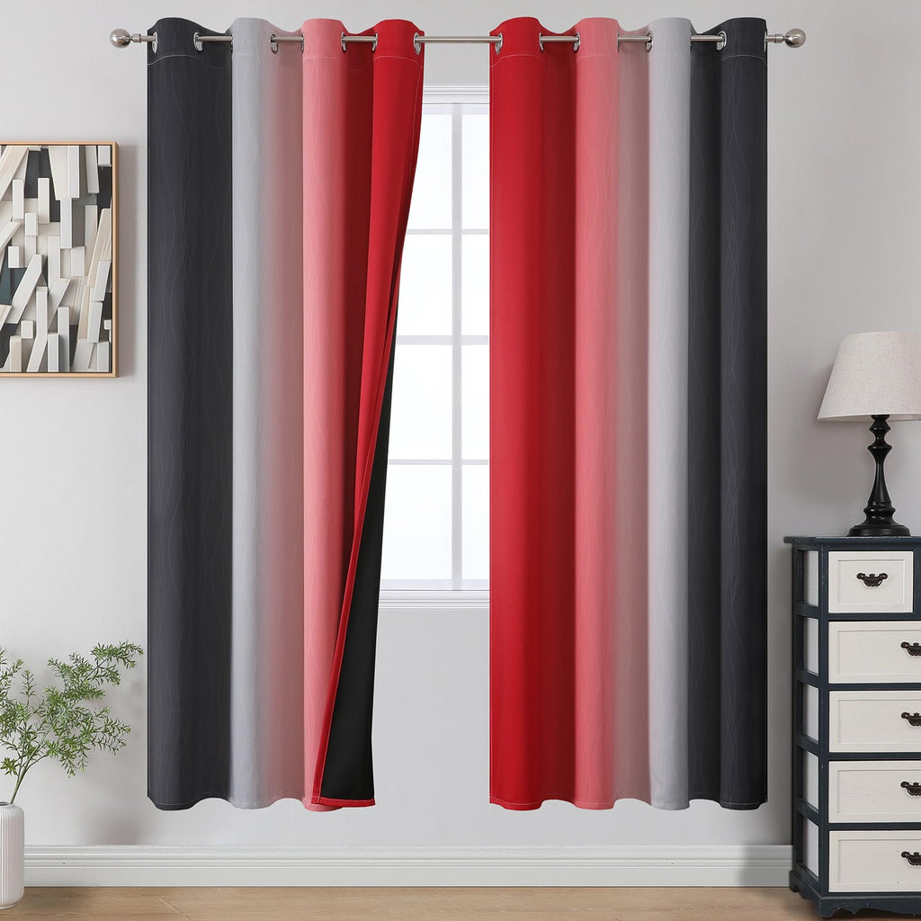 Estelar Textiler Ombre Blackout Curtains for Bedroom 2 Panels Set