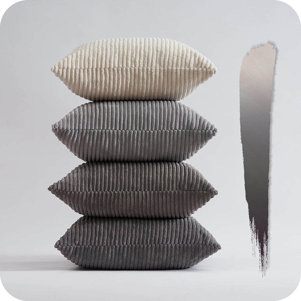 Topfinel Set of 4 Gradient Corduroy Pillow Covers