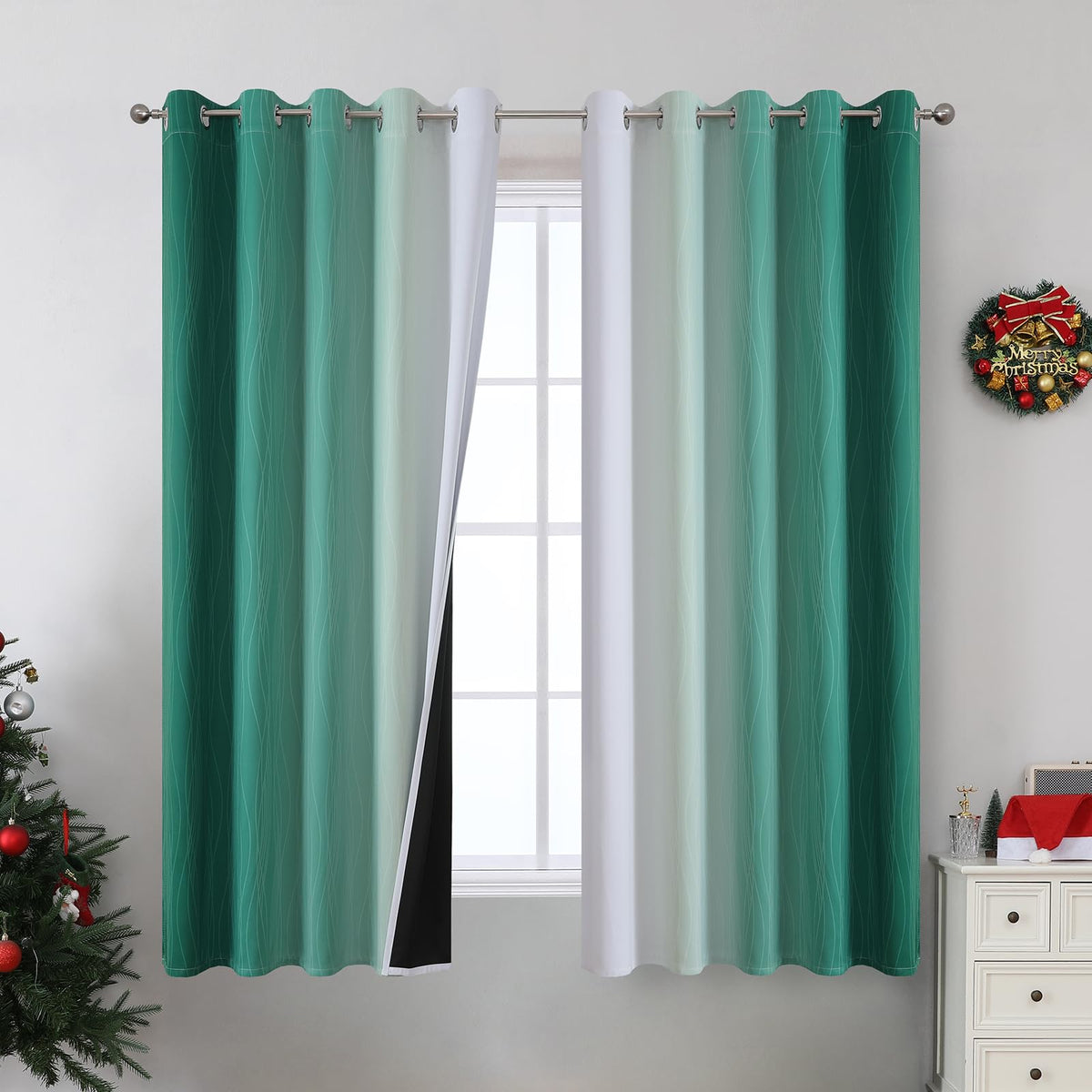 Estelar Textiler Ombre Blackout Curtains for Bedroom 2 Panels Set