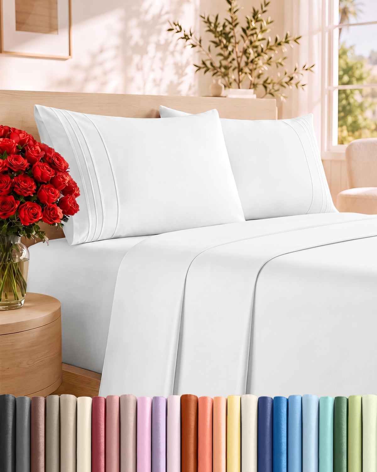 CGK Unlimited 4 Piece Sheet Set - Ultra-Soft, Breathable & Cooling Bed Sheets Set - Hotel Luxury Bedding for Women & Men with Deep Pockets - Wrinkle & Fade Free - Oeko-Tex