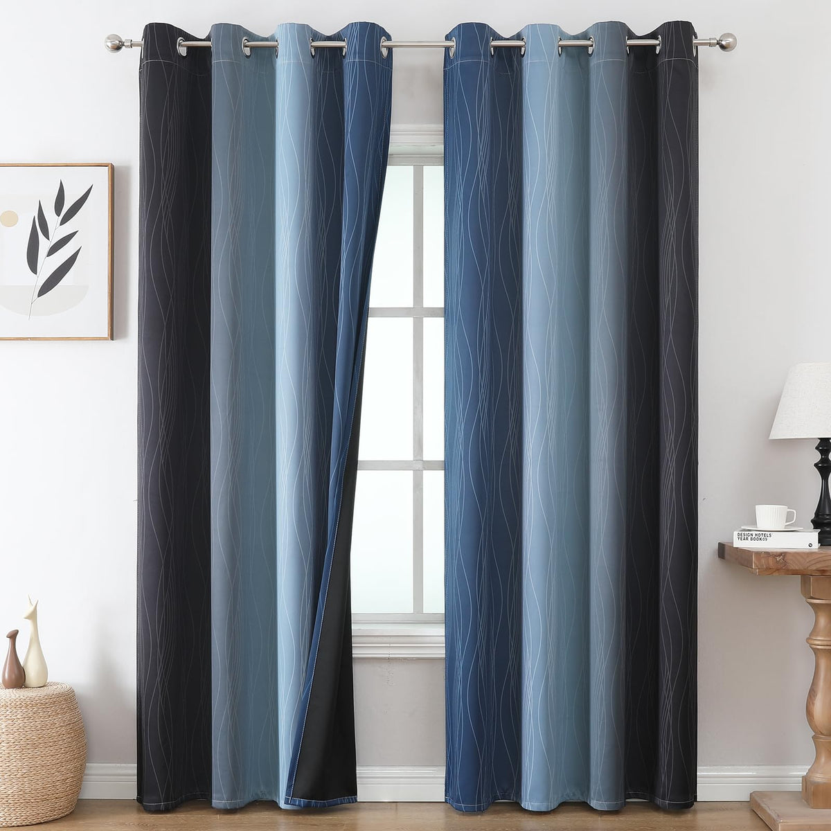 Estelar Textiler Ombre Blackout Curtains for Bedroom 2 Panels Set