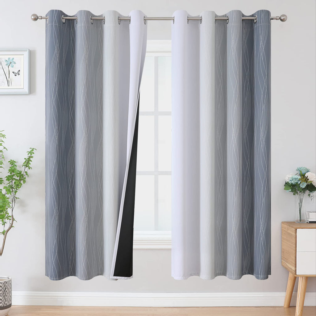 Estelar Textiler Ombre Blackout Curtains for Bedroom 2 Panels Set