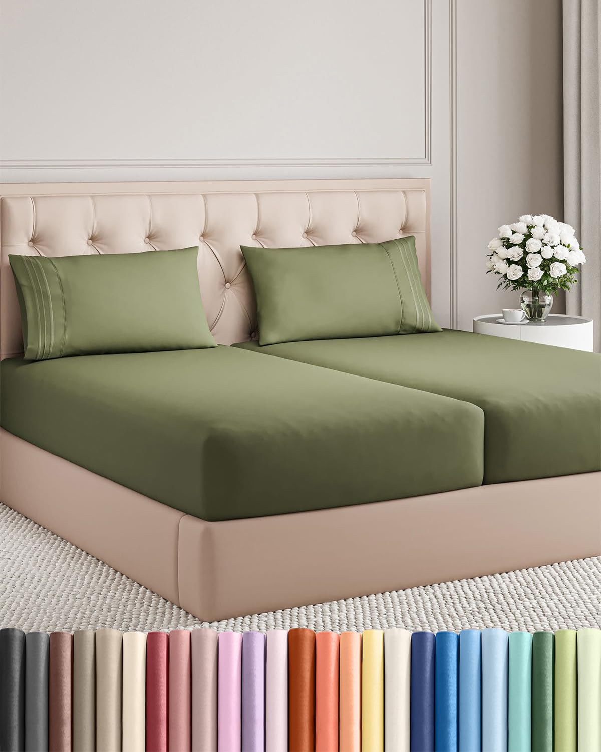 CGK Unlimited 4 Piece Sheet Set - Ultra-Soft, Breathable & Cooling Bed Sheets Set - Hotel Luxury Bedding for Women & Men with Deep Pockets - Wrinkle & Fade Free - Oeko-Tex
