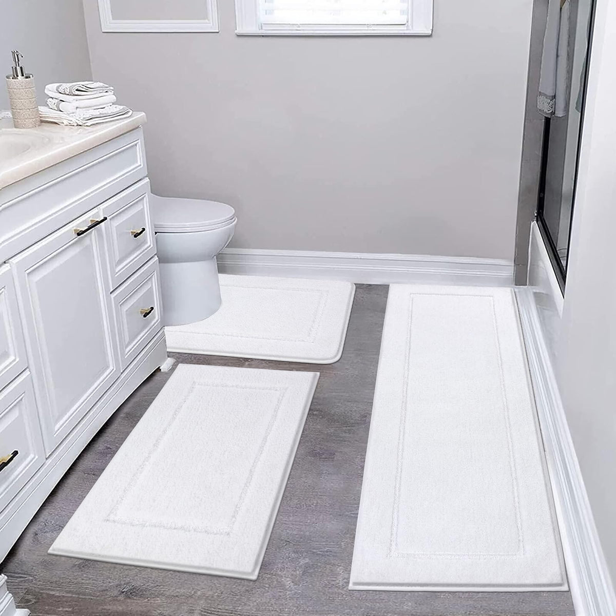Pauwer Non-Slip Washable Bathroom Rug and Bath Mat Set