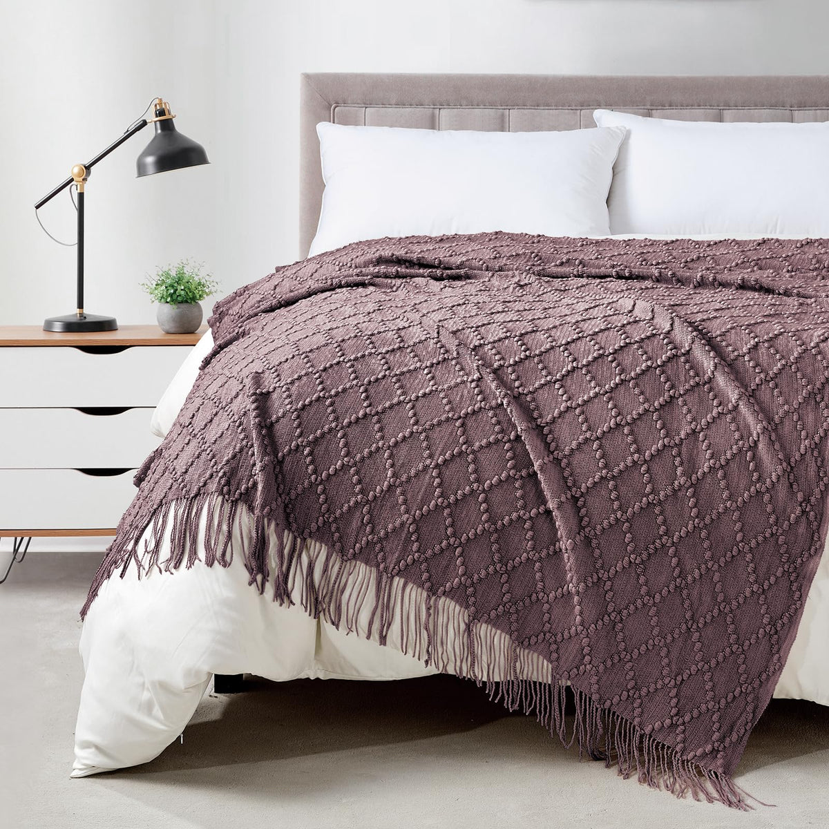 BOURINA Soft Textured Knitted Throw Blanket for Sofa