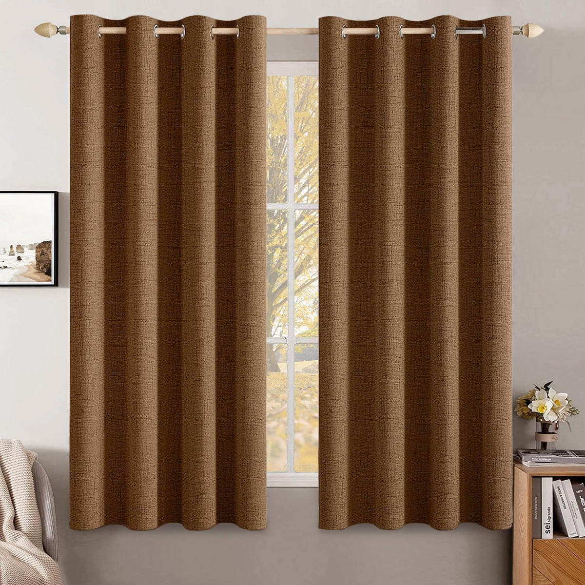 MIULEE Linen-Textured Thermal Insulated Blackout Curtains