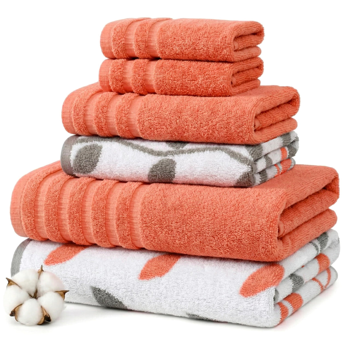 Modern Threads 6-Piece Reversible Cotton Bath Towel Set