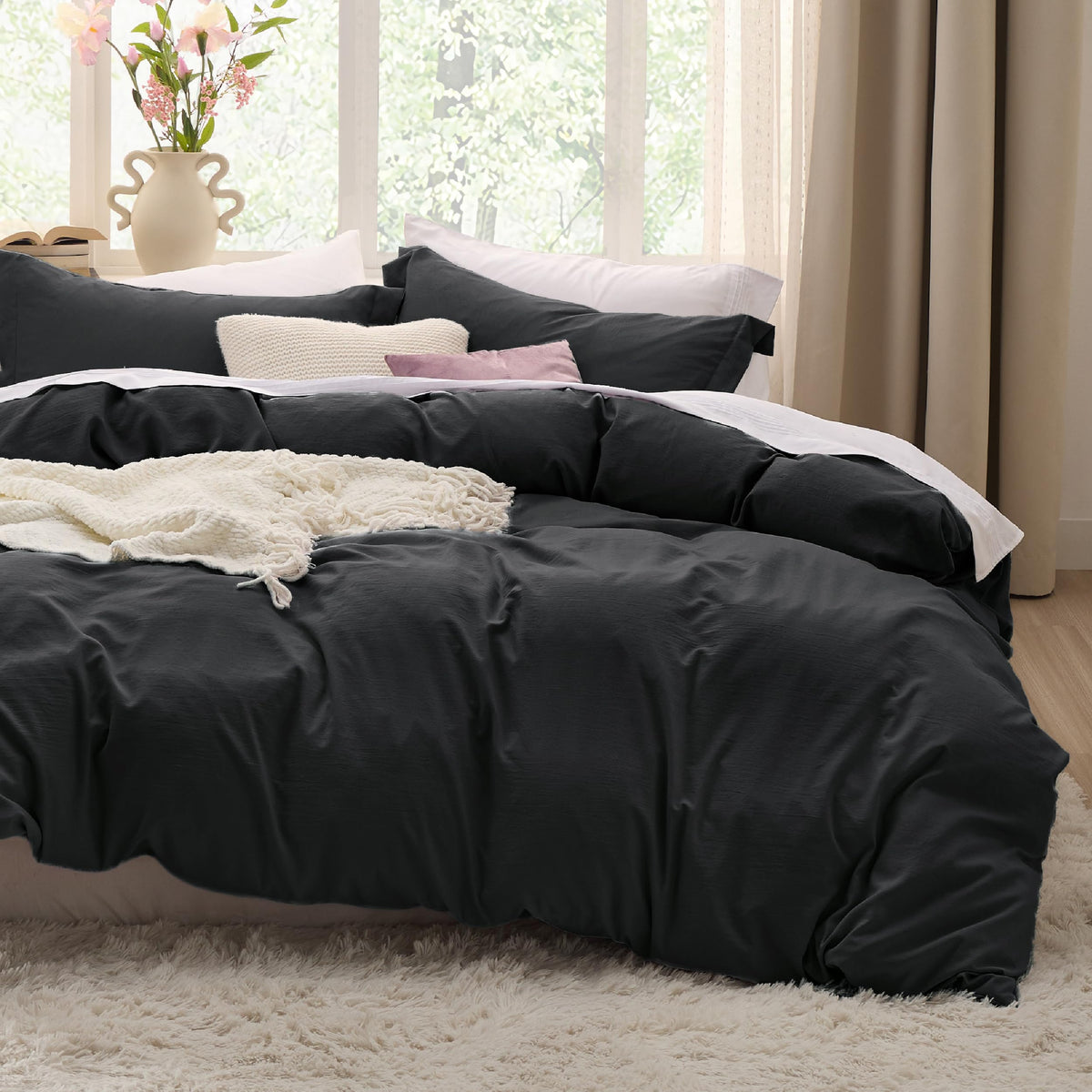Bedsure Soft Prewashed Duvet Cover Set with Zipper Closure and Pillow Covers, Comforter Not Included