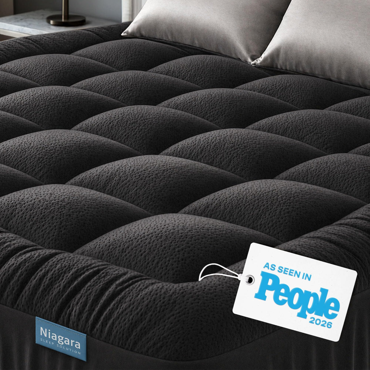 Niagara Sleep Solution Ultra Soft Mattress Topper - Rayon Derived from Bamboo Pillow Top Mattress Pad for Back Pain Relief - Naturally Cooling for Hot Sleepers