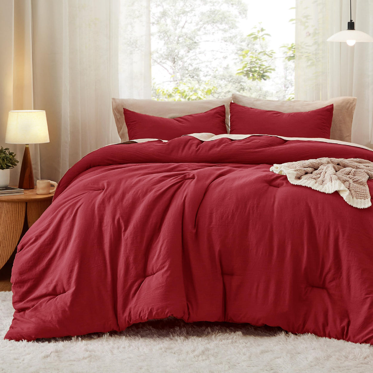 Bedsure Comforter Set Prewashed Soft Bedding Set 3Pcs