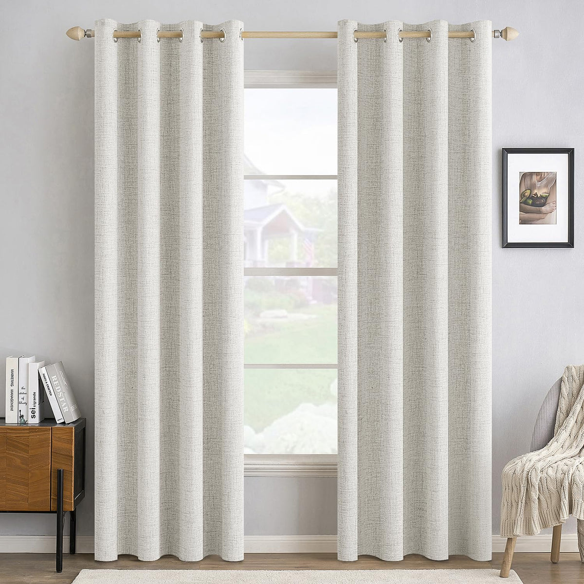 MIULEE Linen-Textured Thermal Insulated Blackout Curtains