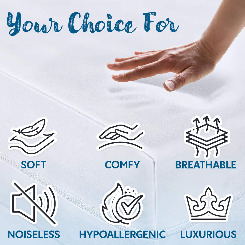 Guardmax Jersey Knitted Zippered Mattress Encasement with Deep Pockets - Waterproof & Bed Bug Proof Mattress Protector - Comfortable, Soft, and Noiseless Zippered Bedding