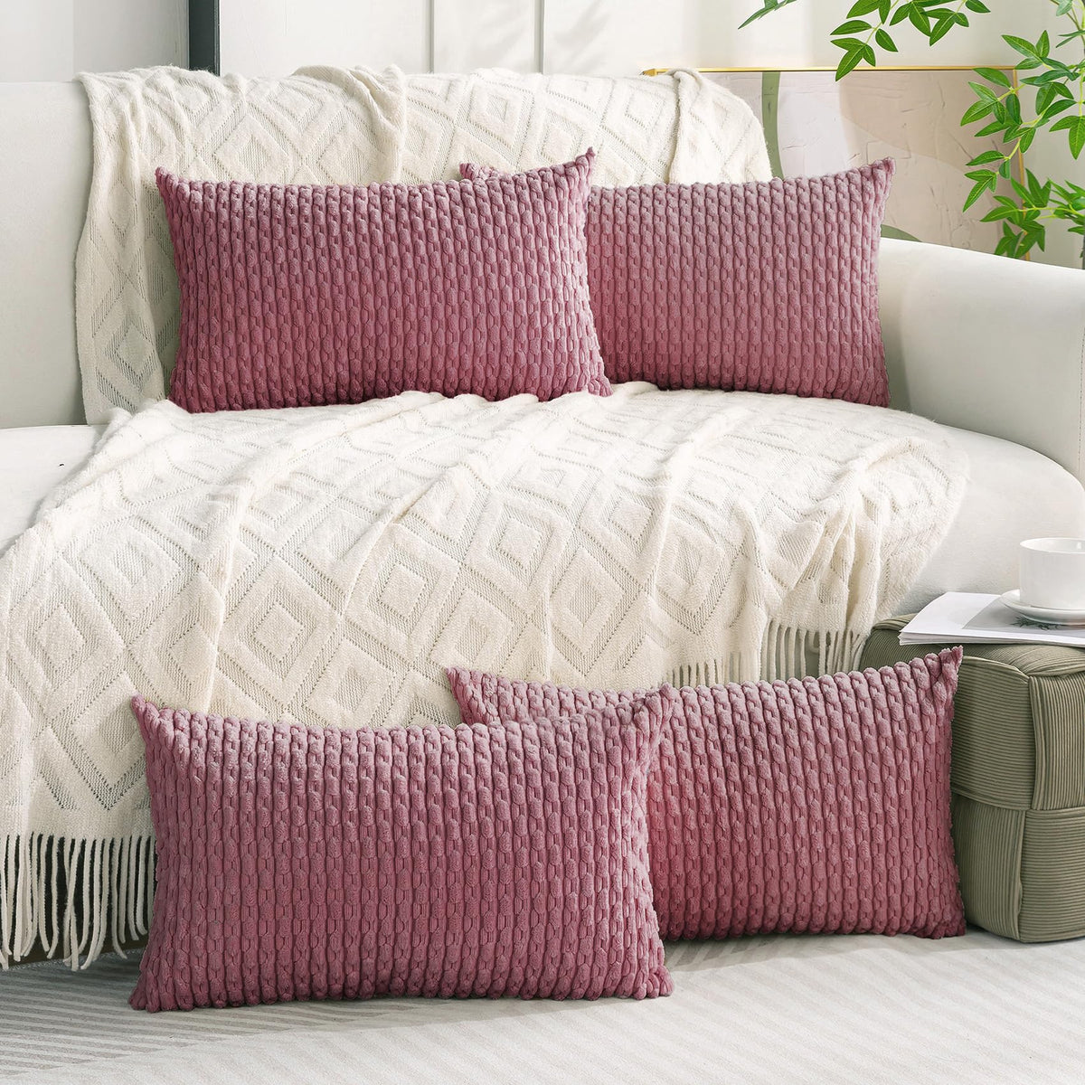 Cozoomy Set of 4 Corduroy Decorative Pillow Covers